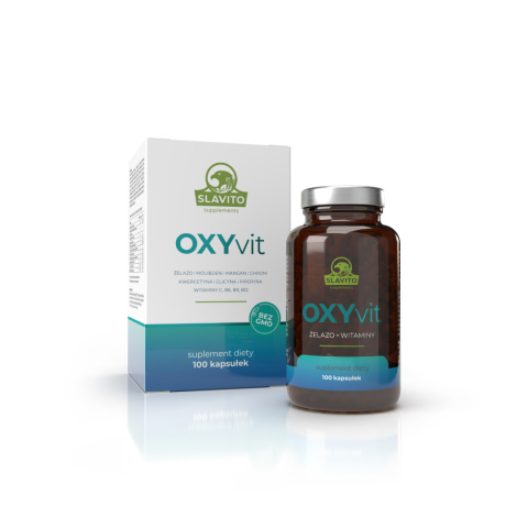 OXYvit - Żelazo, Molibden, Mangan, Chrom, Witaminy C, B6, B9, B12, Kwercetyna, Glicyna, Piperyna 100 kapsułek OXYvit - Żelazo, Molibden, Mangan, Chrom, Witaminy C, B6, B9, B12, Kwercetyna, Glicyna, Piperyna 100 kapsułek