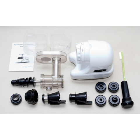 Wyciskarka AlfaPure biała + Naczynia szklane + Spirulina niebieska