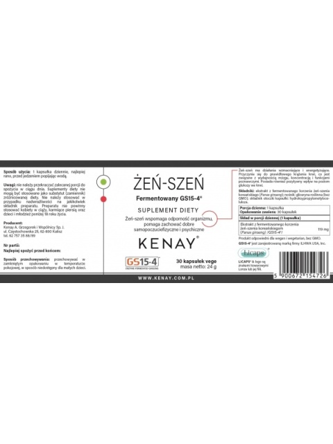Żeńszeń fermentowany GS15-4® 30 kaps.